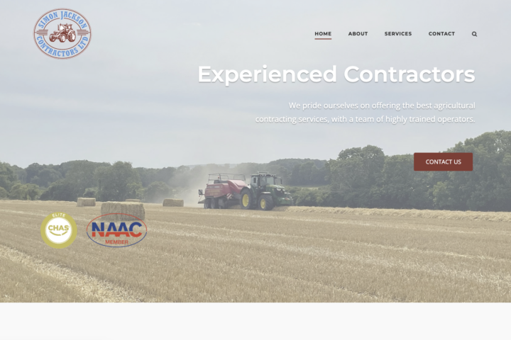 Screenshot of the Simon Jackson Contractors homepage